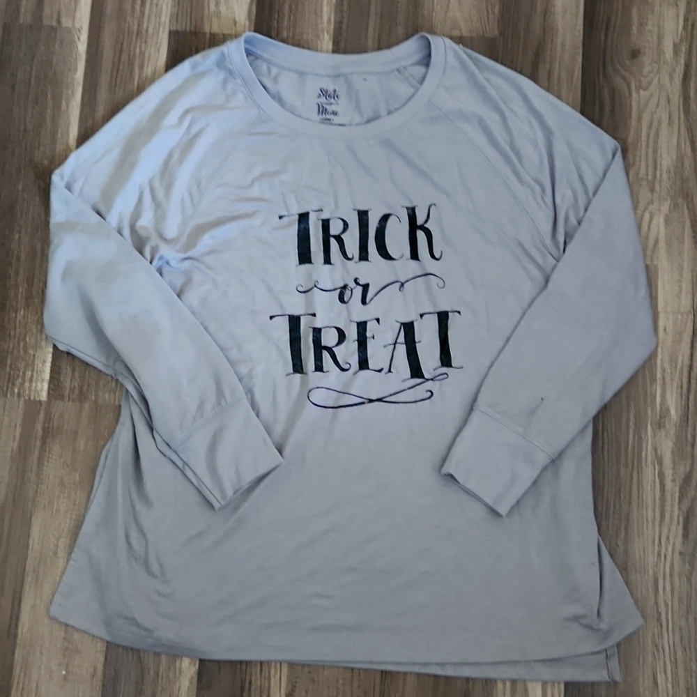 TRICK or Treat Longsleeve  Gray and Black T Shirt Size Large State of Mind
